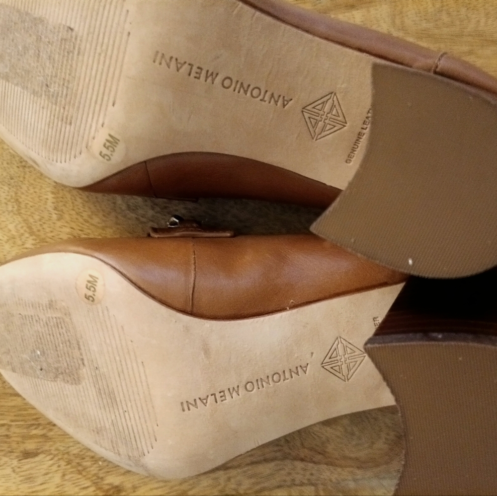 ANTONIO MELANI Brown High Heel Leather Loafers for Timeless Style - Picture 4 of 4